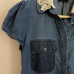 Thumbnail for Kookaï denim shirt with lace collar, size 34