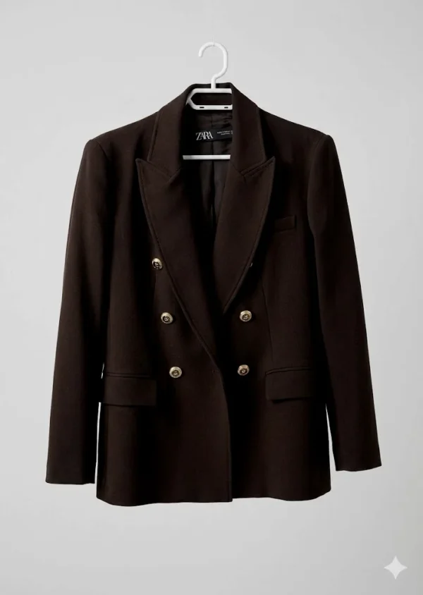 Featured image for Zara black double-breasted blazer with gold buttons