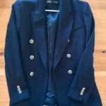 Thumbnail for Zara black double-breasted blazer with gold buttons