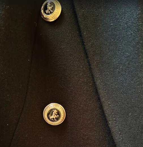 Image for Zara black double-breasted blazer with gold buttons