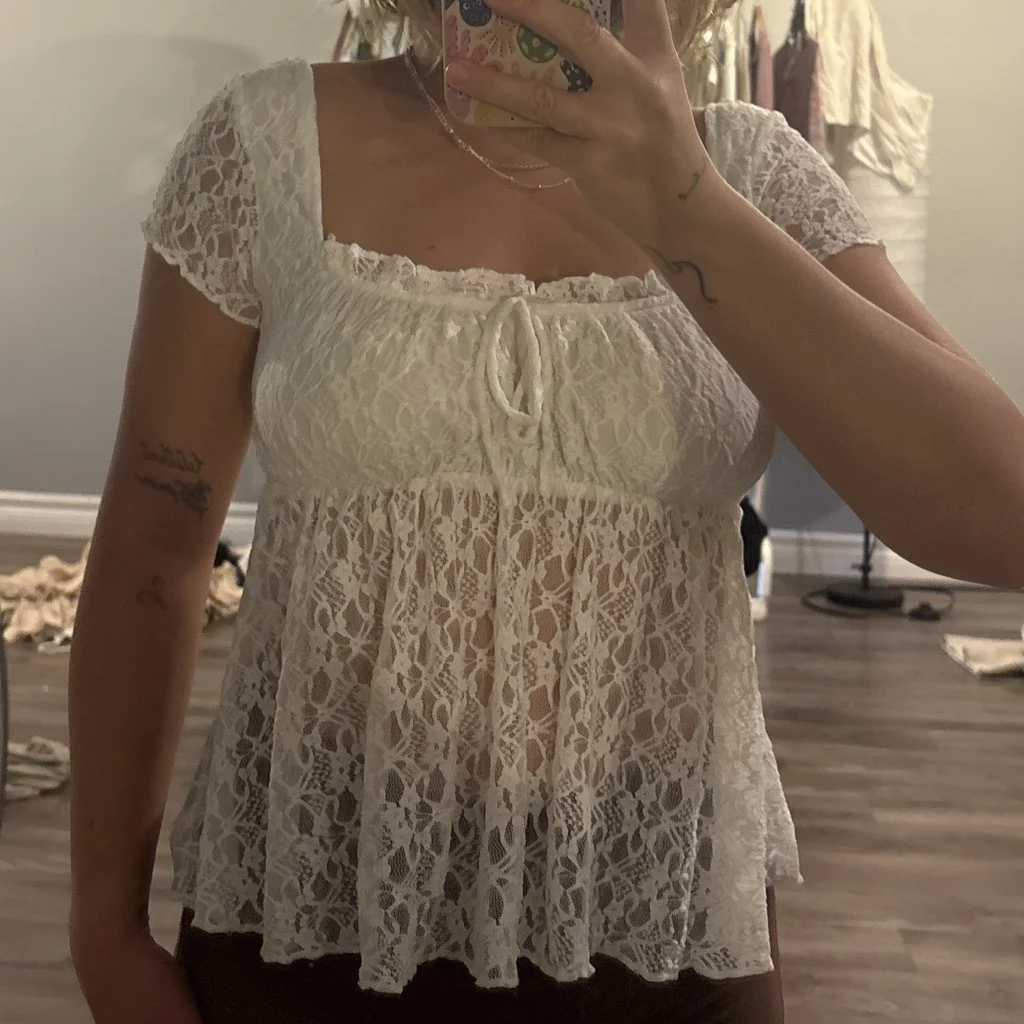 Top babydoll blanc Ardene seconde main