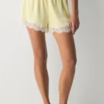 Thumbnail for Artzia Whimsy shorts in lemonade yellow with lace