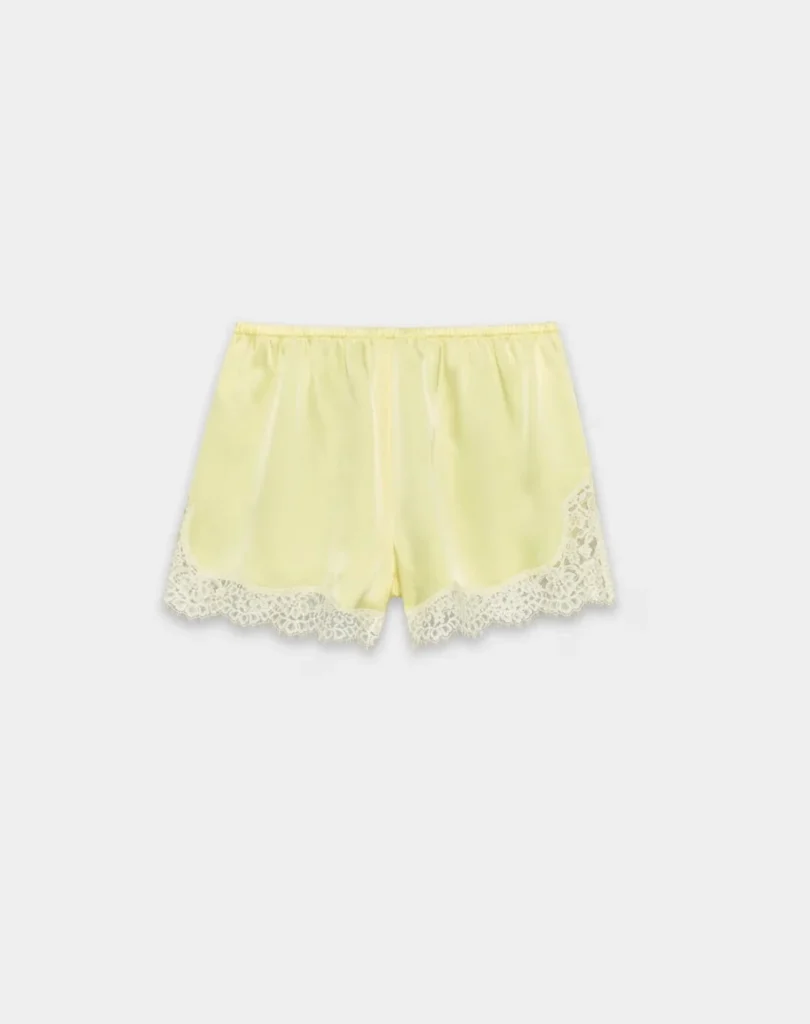 Image for Artzia Whimsy shorts in lemonade yellow with lace
