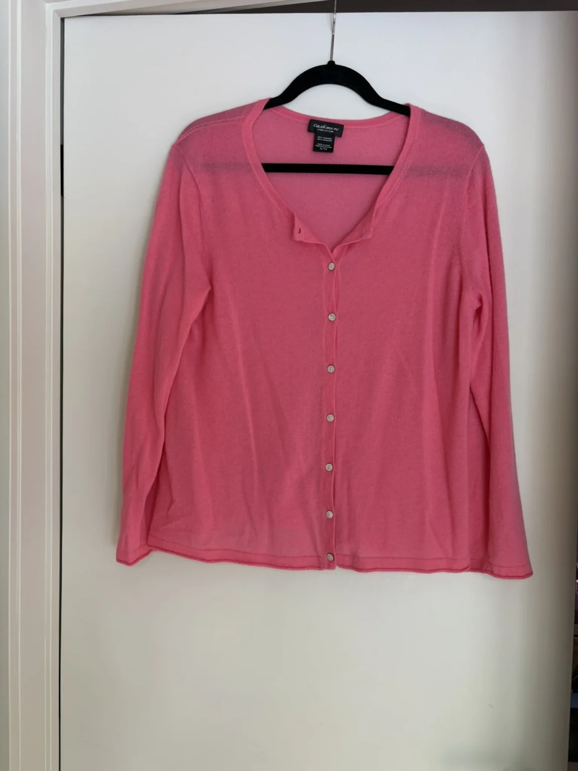 Featured image for Gilet cardigan rose à boutons Lord & Taylor 100 % cachemire, taille XL