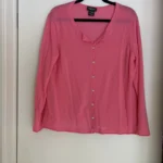 Featured thumbnail for Gilet cardigan rose à boutons Lord & Taylor 100 % cachemire, taille XL