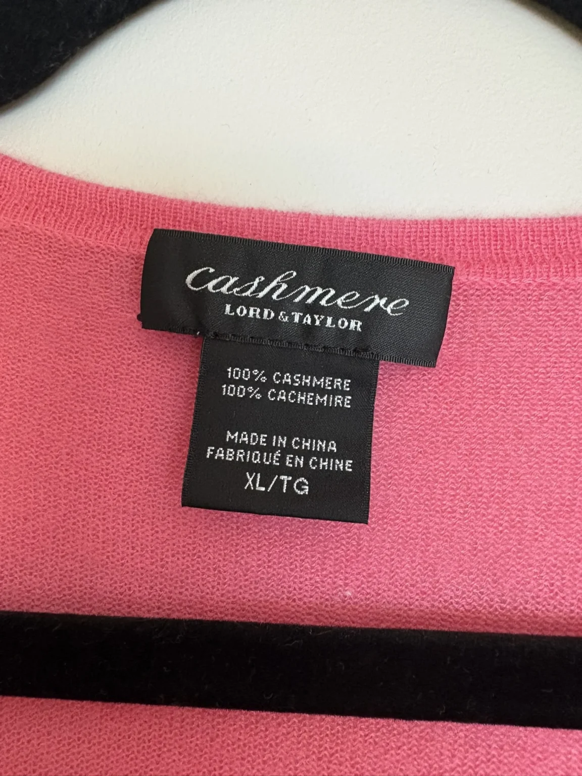 Image for Gilet cardigan rose à boutons Lord & Taylor 100 % cachemire, taille XL