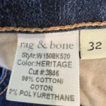 Thumbnail for Jean cigarette Rag & Bone, taille 32, délavage foncé, coupe slim droite - Comme neuf