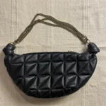 Thumbnail for Sac Croissant matelassé en cuir