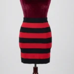Featured thumbnail for TRISTAN – Jupe crayon ajustée rouge et noir à rayures – Taille M