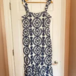 Featured thumbnail for Gisa | Robe Midi Blanche à Broderies Fleuries Marines