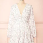 Thumbnail for Teca | Robe Courte Fleurie à Dos Ouvert