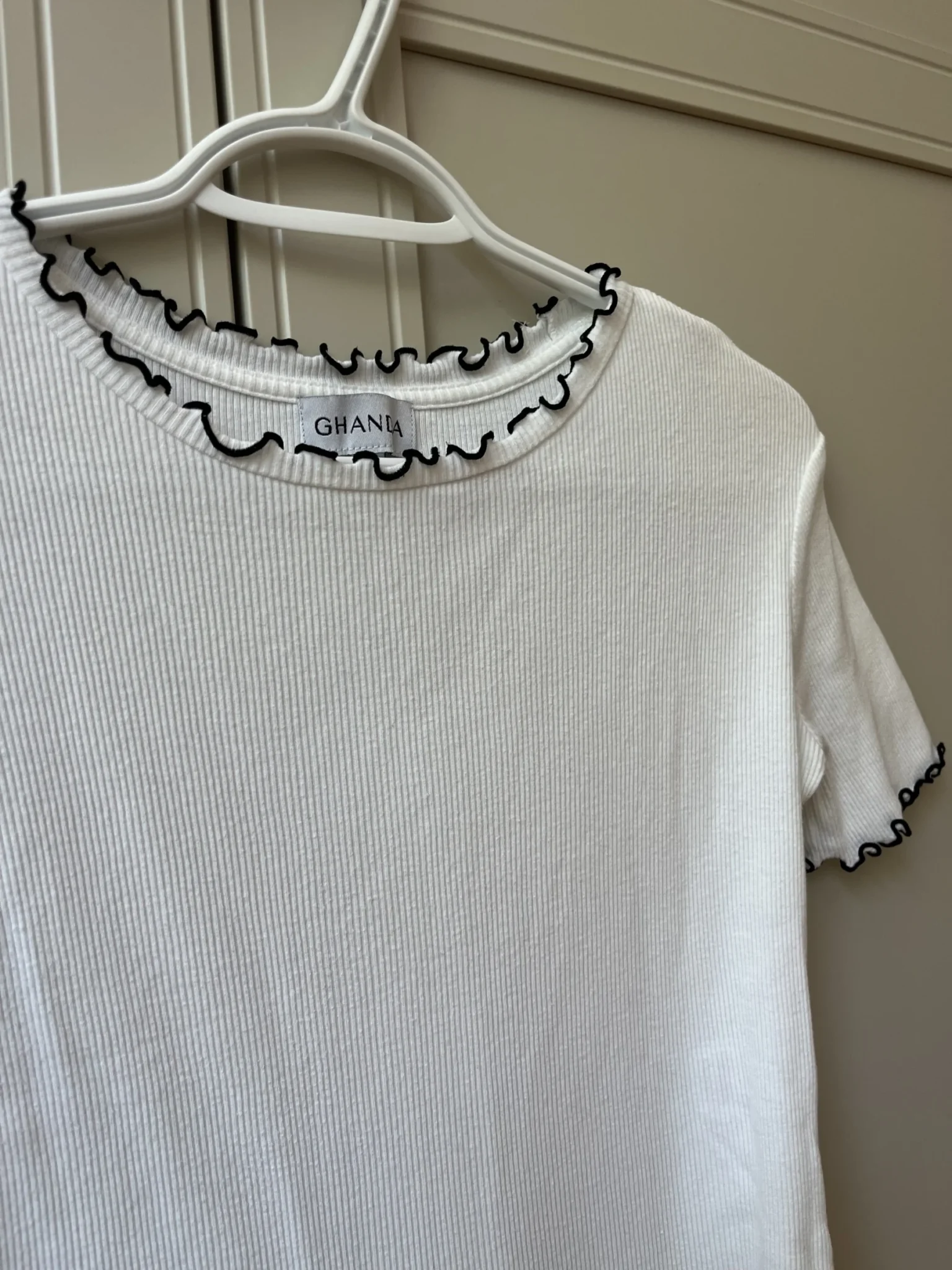 Image for T shirt côtelé blanc