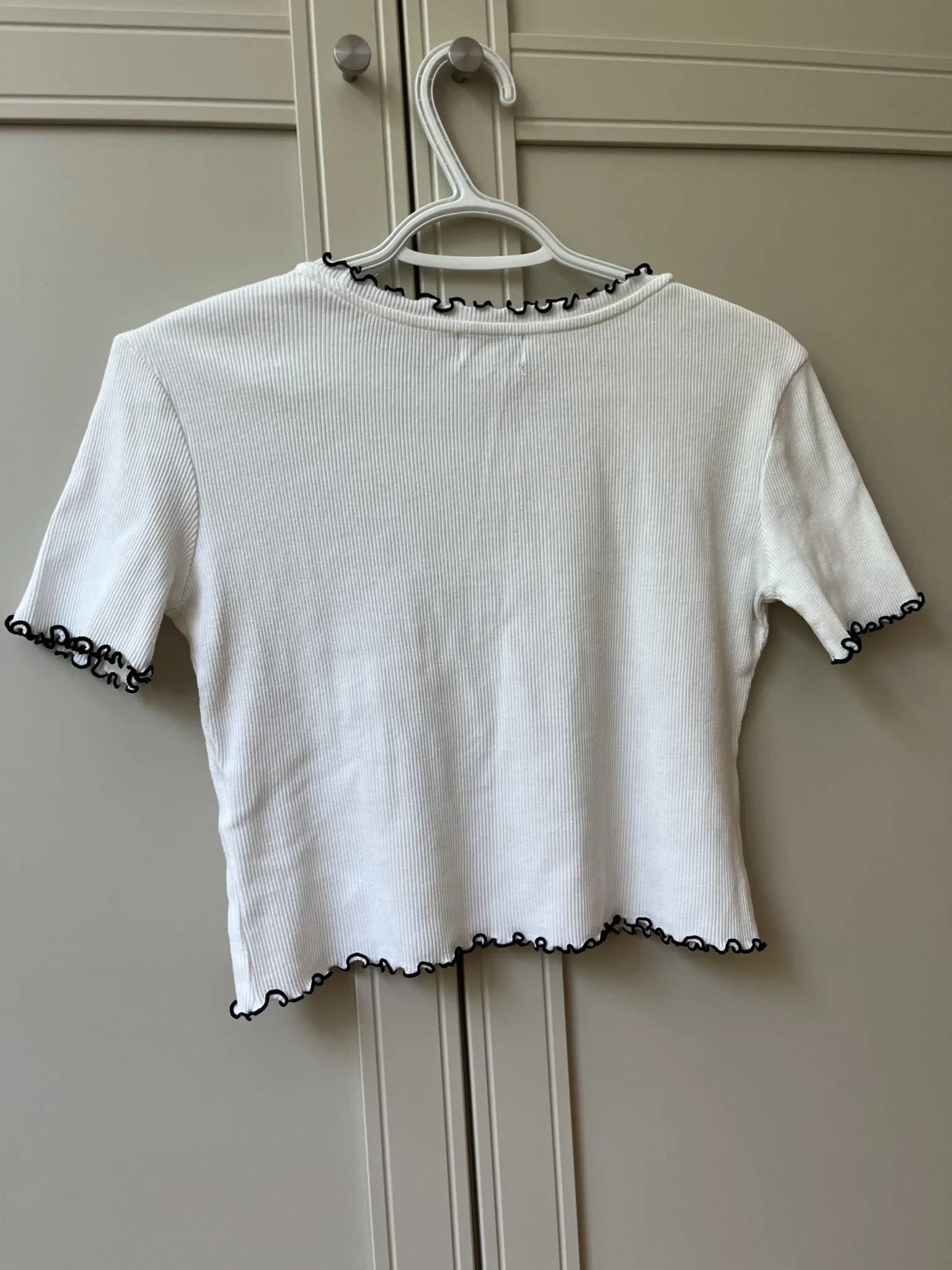 Image for T shirt côtelé blanc
