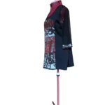 Thumbnail for ARDOISE – Haut noir et rouge avec manches 3/4 en maille – Taille L
