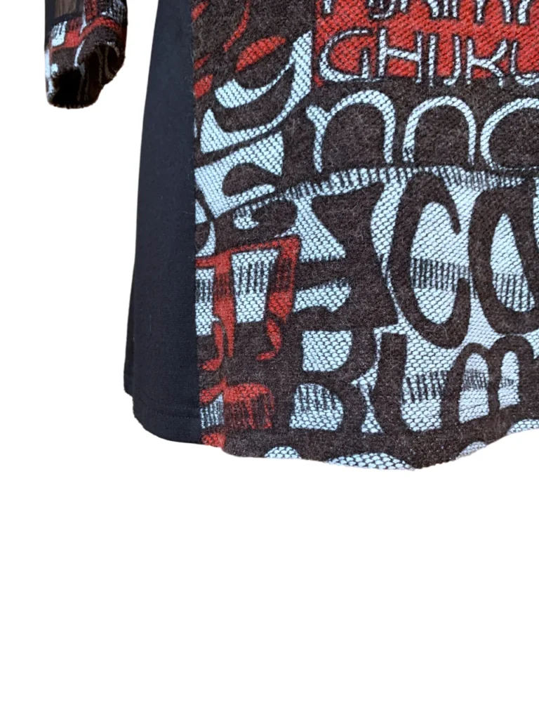 Image for ARDOISE – Haut noir et rouge avec manches 3/4 en maille – Taille L