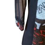 Thumbnail for ARDOISE – Haut noir et rouge avec manches 3/4 en maille – Taille L