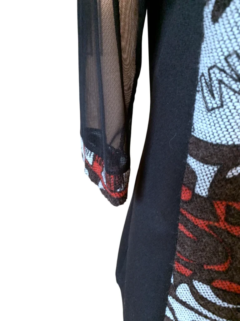 Image for ARDOISE – Haut noir et rouge avec manches 3/4 en maille – Taille L