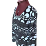 Thumbnail for Chandail Tunique chic noire et blanche à motif abstrait de pois – Taille L