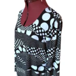 Thumbnail for Chandail Tunique chic noire et blanche à motif abstrait de pois – Taille L