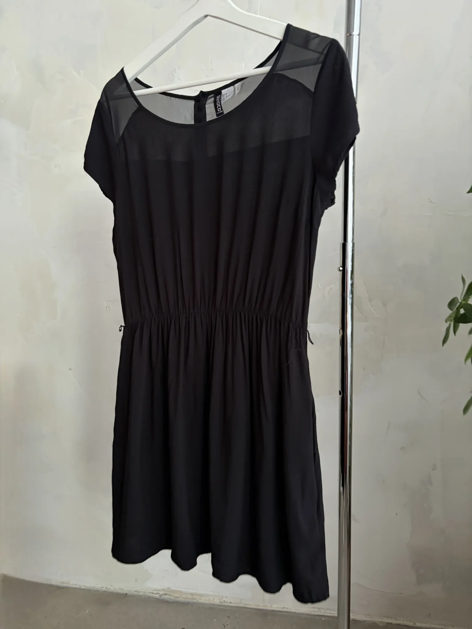 Image for Short little black dress with sheer shoulders