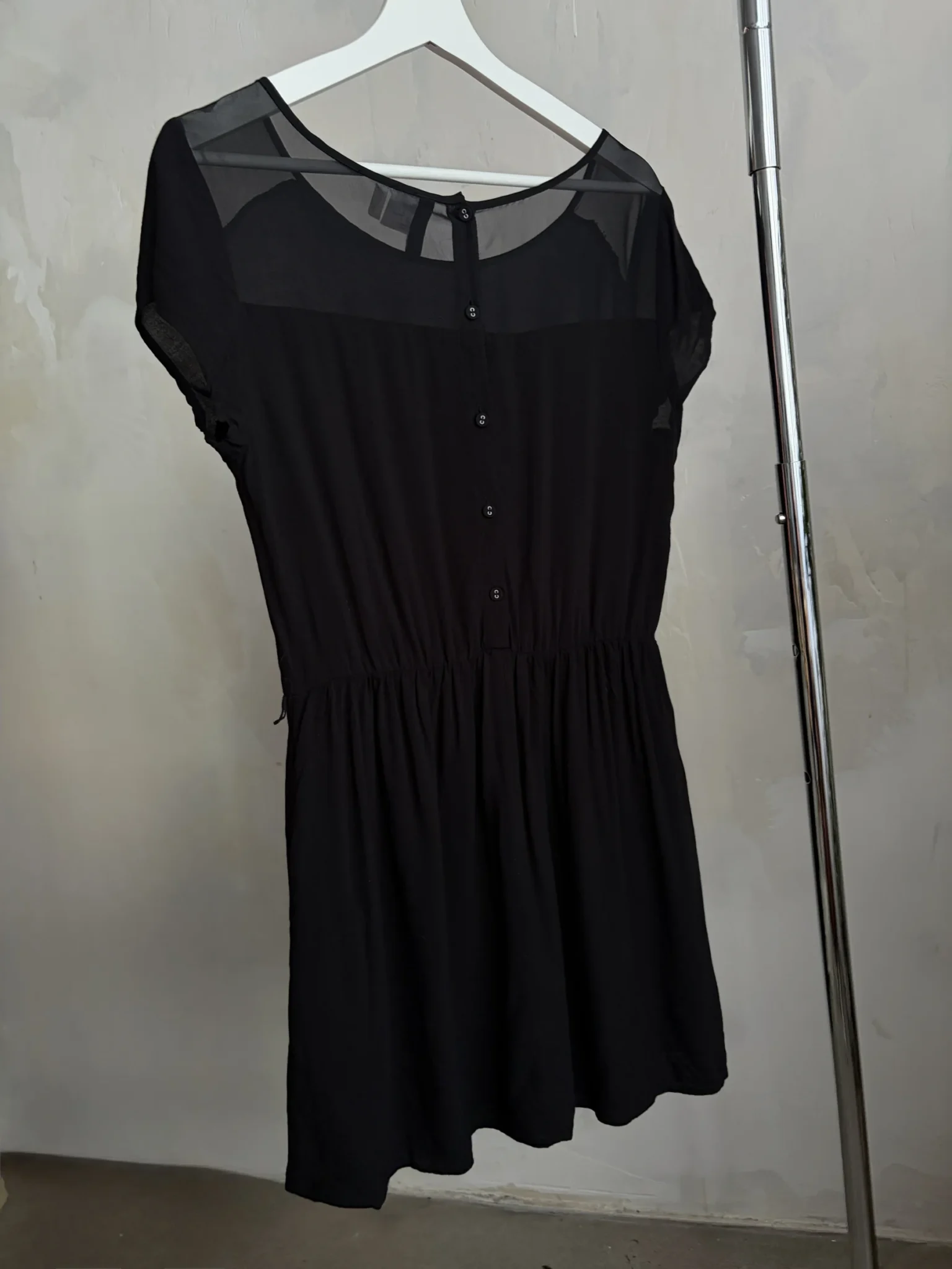 Image for Short little black dress with sheer shoulders
