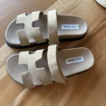 Thumbnail for Beige suede sandals