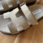 Thumbnail for Beige suede sandals