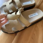Thumbnail for Beige suede sandals