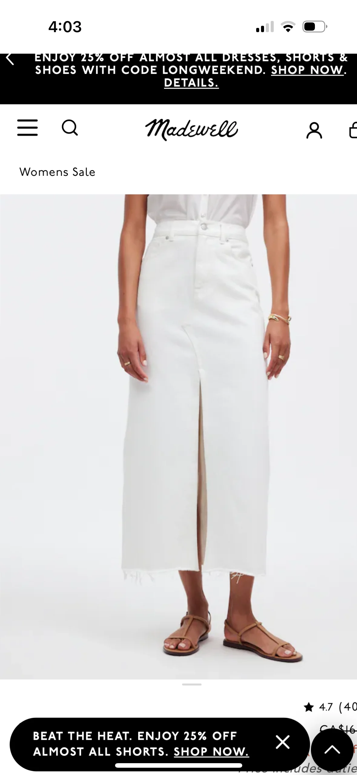Jupe denim longue Madewell Madewell seconde main