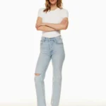 Thumbnail for Jean droit taille haute Arlo, Coton Bio - Aritzia