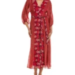 Featured thumbnail for Robe longue Taylor taille 4 motifs fleuris rouge et rose