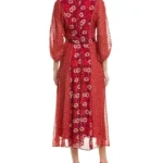 Thumbnail for Robe longue Taylor taille 4 motifs fleuris rouge et rose