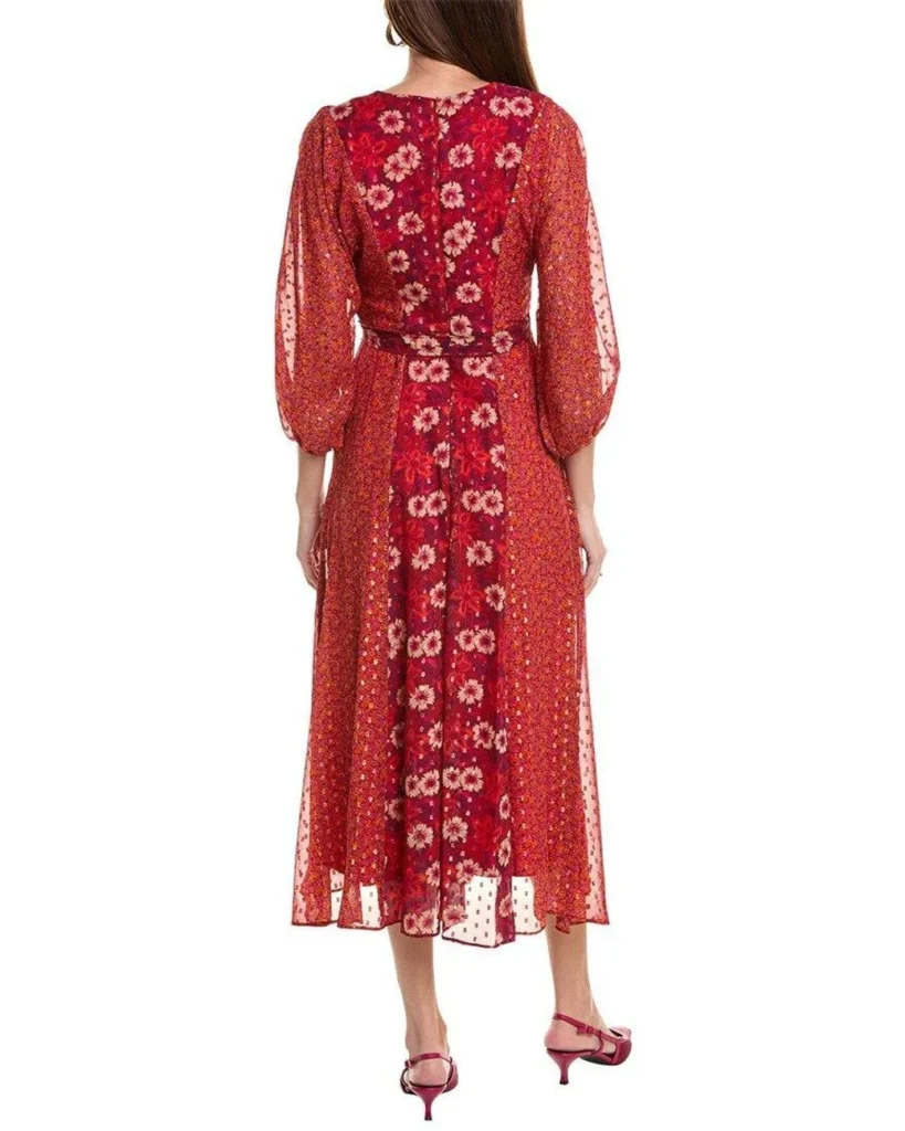 Image for Robe longue Taylor taille 4 motifs fleuris rouge et rose