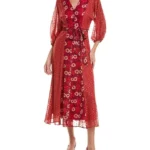 Thumbnail for Robe longue Taylor taille 4 motifs fleuris rouge et rose