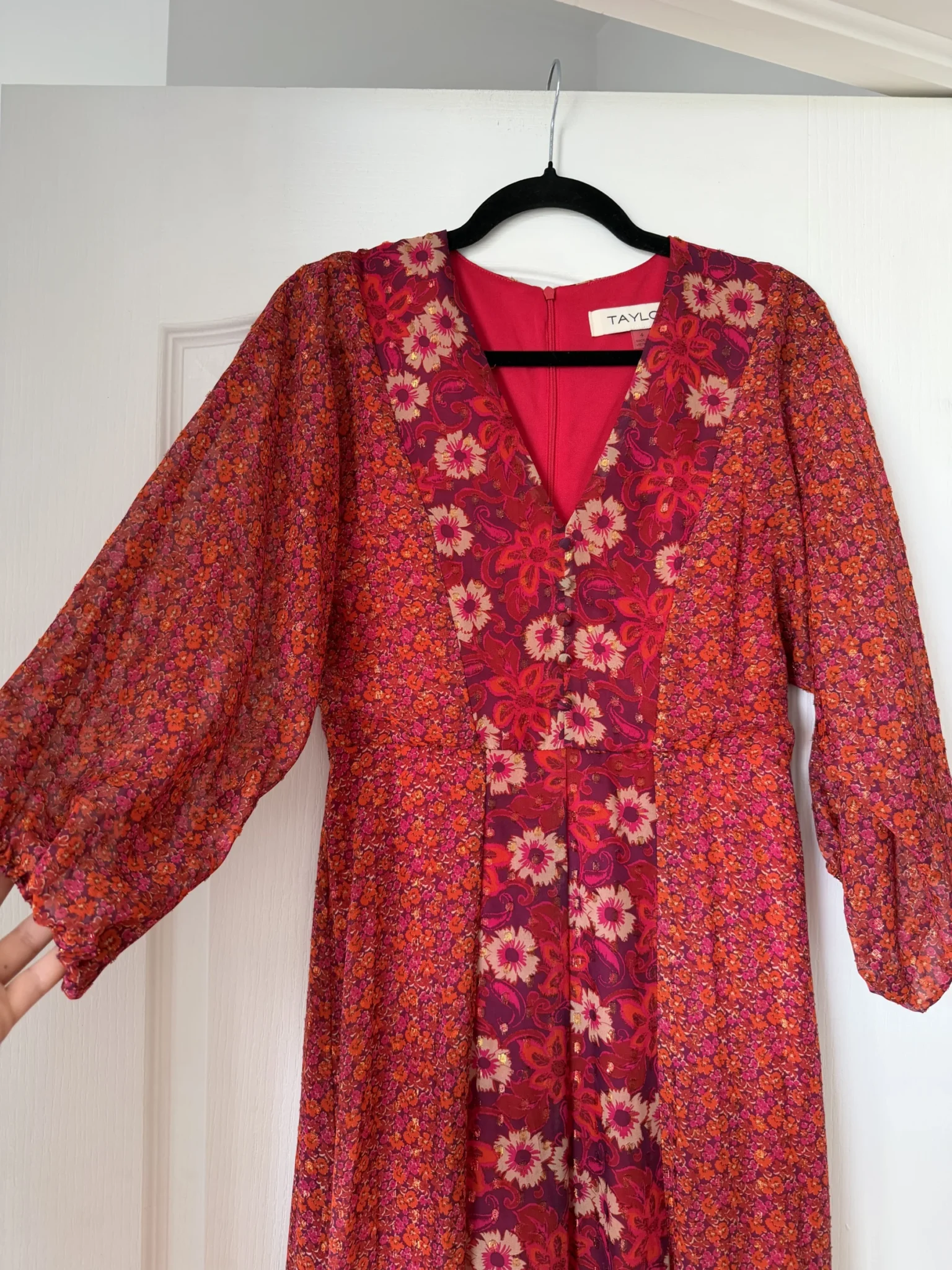 Image for Robe longue Taylor taille 4 motifs fleuris rouge et rose