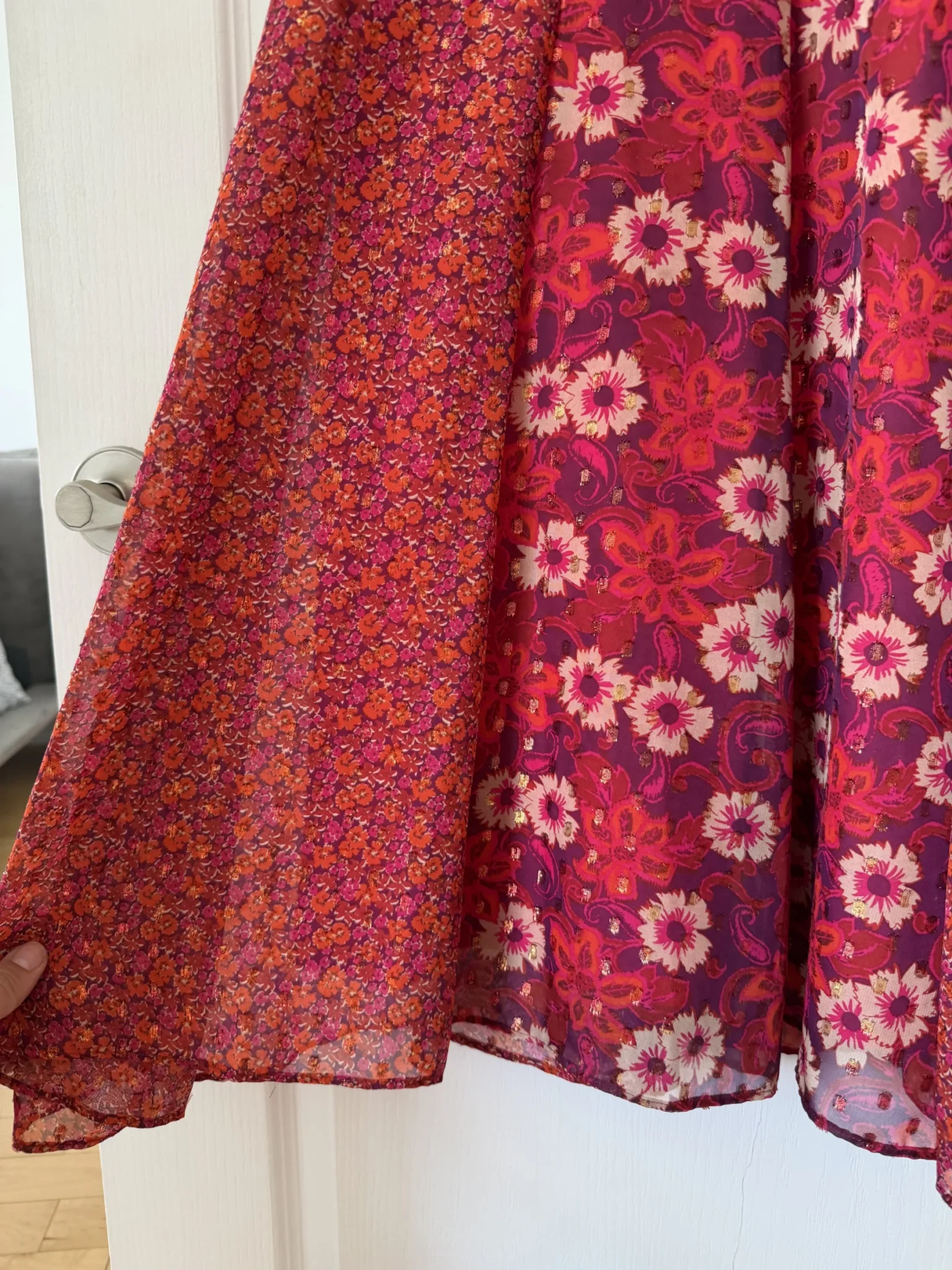 Image for Robe longue Taylor taille 4 motifs fleuris rouge et rose
