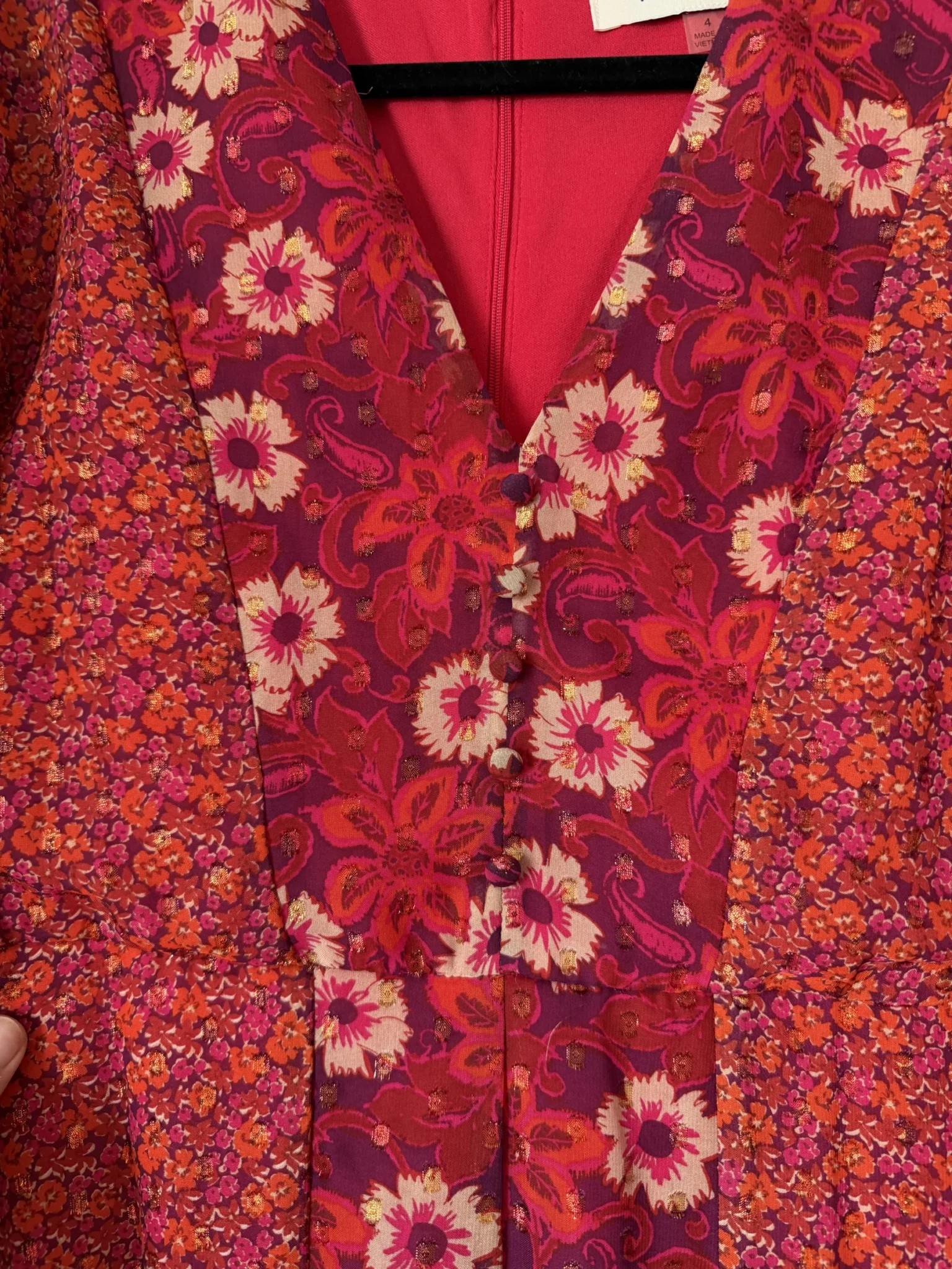 Image for Robe longue Taylor taille 4 motifs fleuris rouge et rose