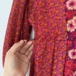Thumbnail for Robe longue Taylor taille 4 motifs fleuris rouge et rose