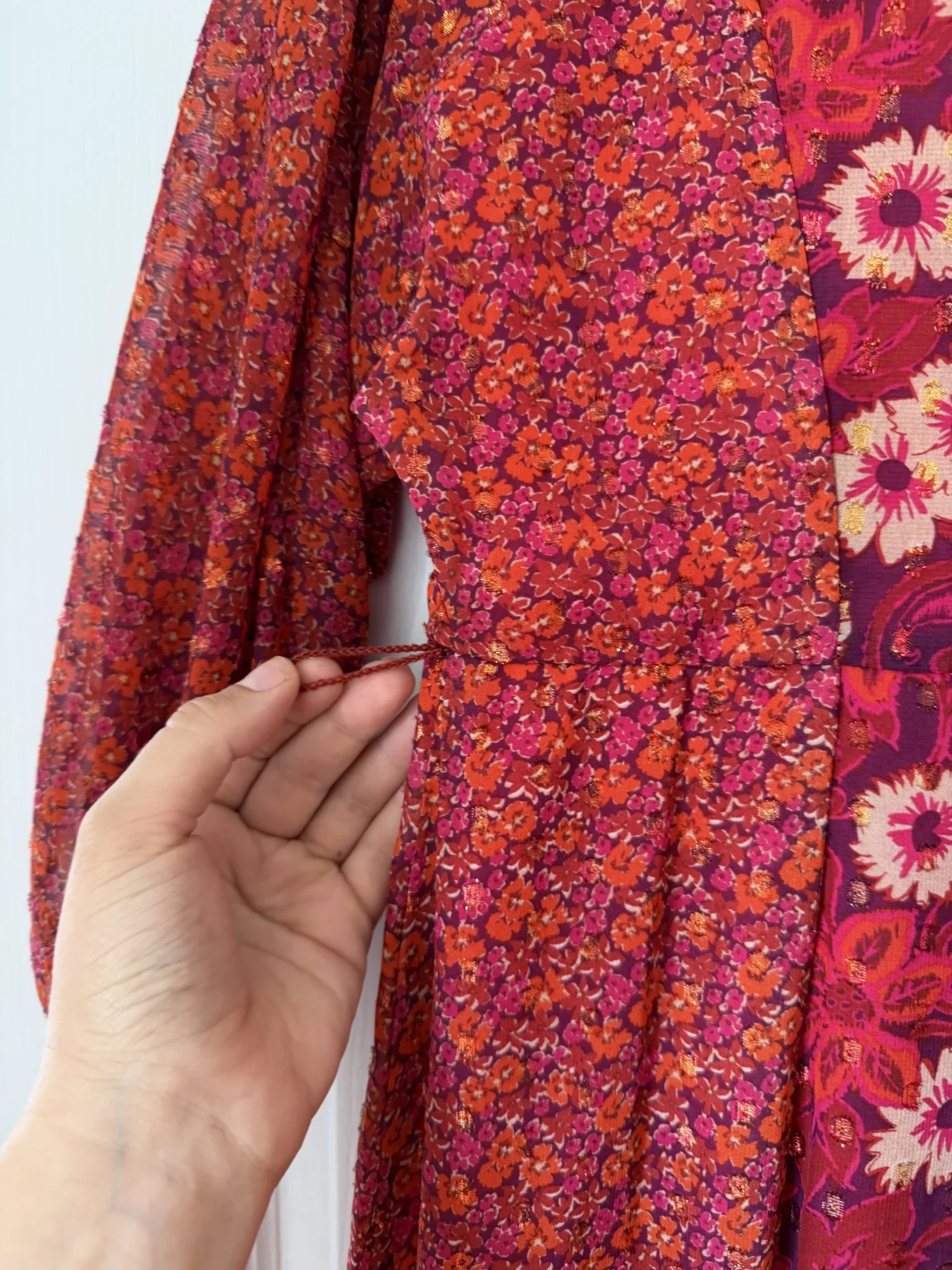 Image for Robe longue Taylor taille 4 motifs fleuris rouge et rose