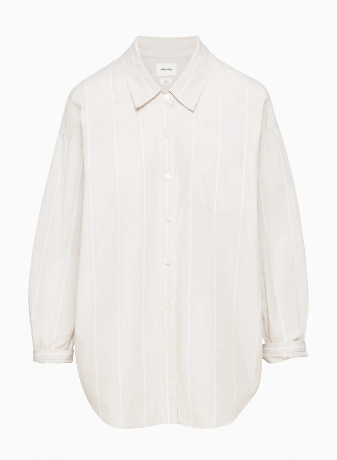 Image for Chemise oversize Wilfred Free Aritzia taille XS rayé blanche et beige