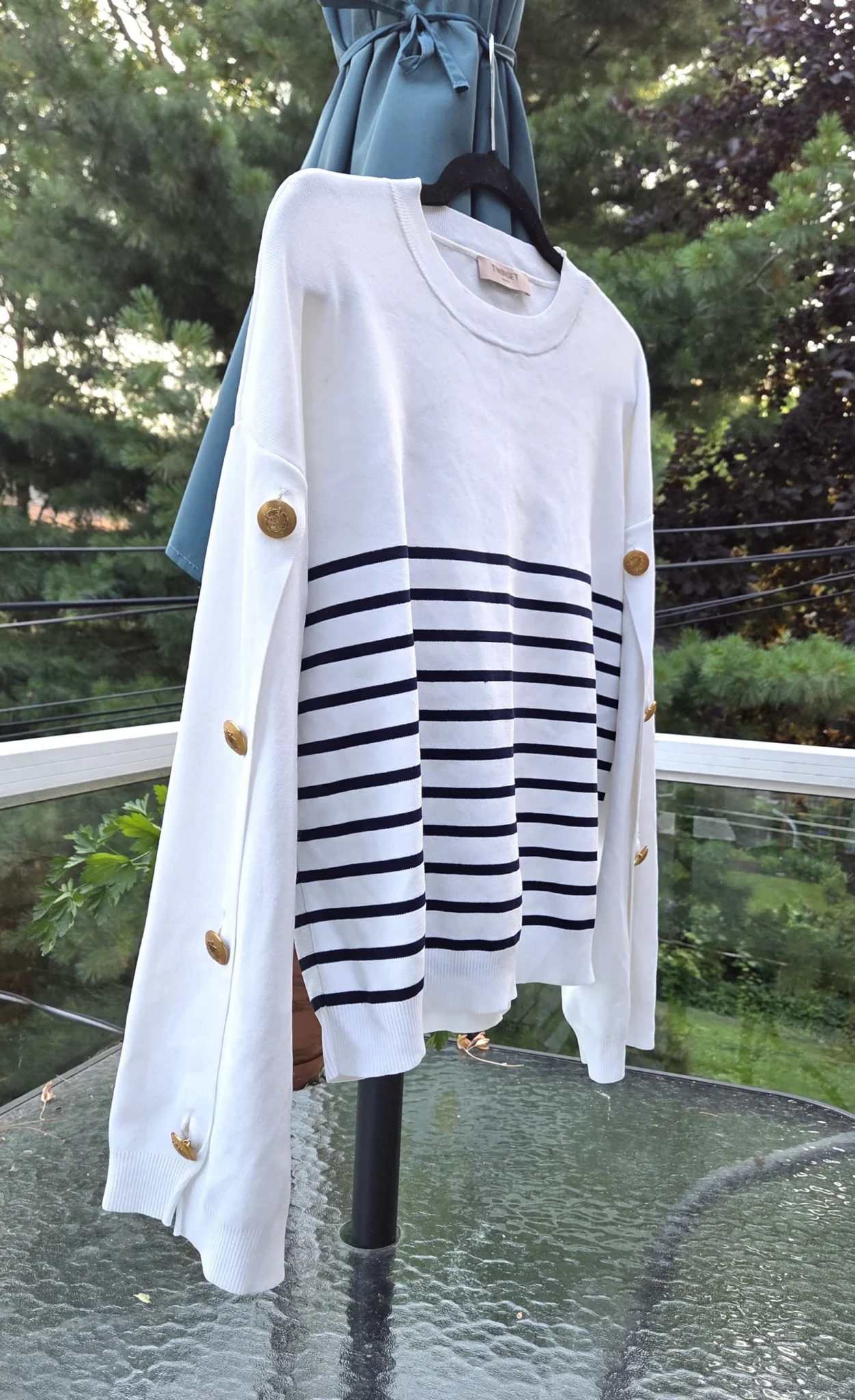 Image for TWINSET-Magnifique pull à rayures bleues et blanches