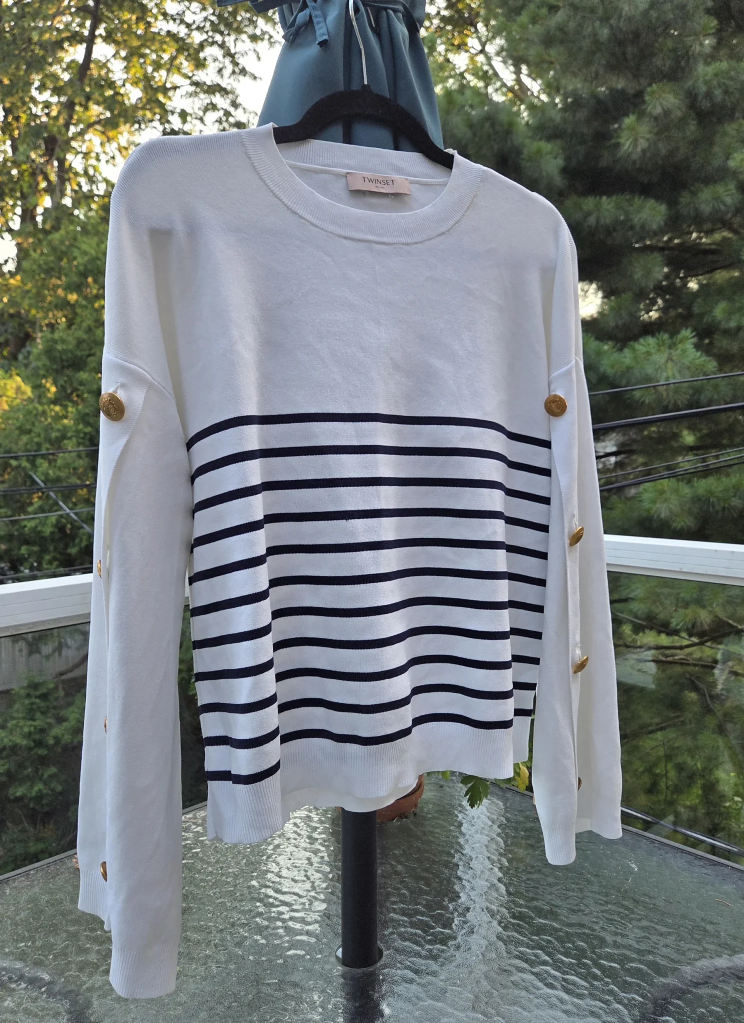 Image for TWINSET-Magnifique pull à rayures bleues et blanches