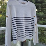 Thumbnail for TWINSET-Magnifique pull à rayures bleues et blanches