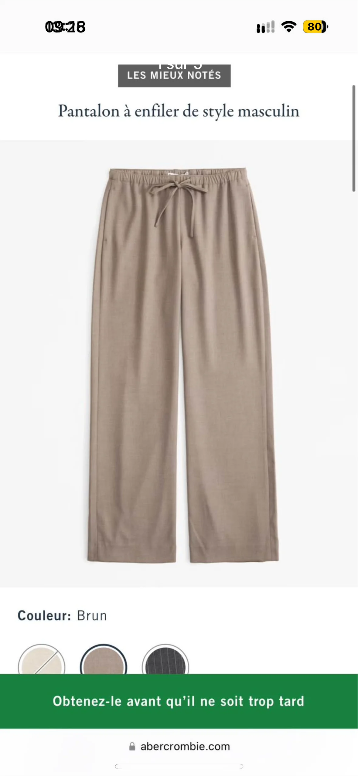 Pantalon Abercrombie & Fitch NEUF, taille médium / longueur régulière hyper confortable (style lin mais vraiment plus de qualité Abercrombie and Fitch seconde main
