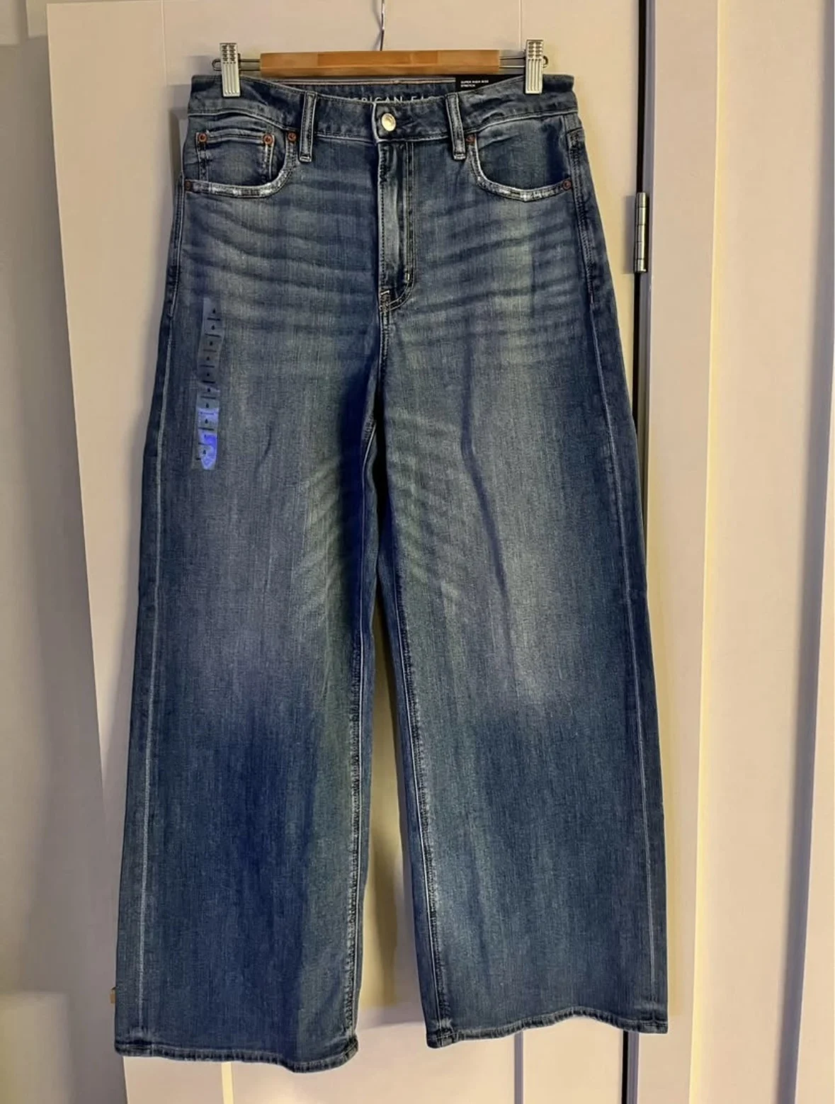 Jeans American Eagle Dreamy Drape Stretch Super High-Waisted Baggy Wide-Leg Jean size 6 US  / 28W American Eagle Outfitters seconde main