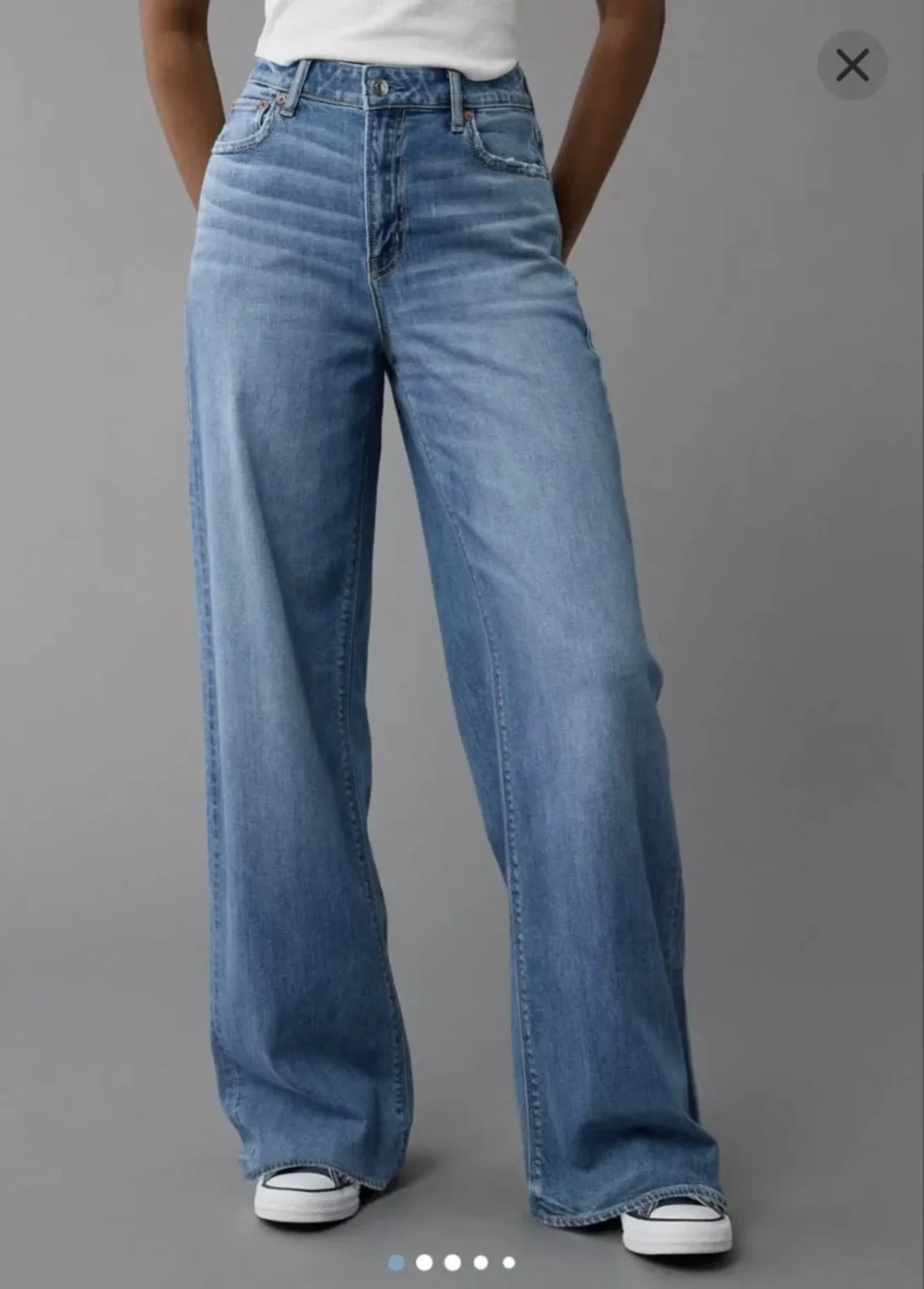 Image for AE Dreamy Drape Stretch Super High-Waisted Baggy Wide-Leg Jean size 6 US  / 28W regular Jeans American eagle NEUVE avec étiquette 🏷️ originale