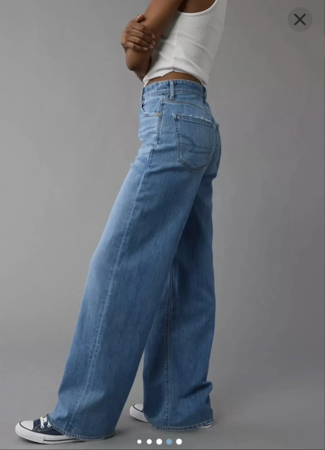Image for AE Dreamy Drape Stretch Super High-Waisted Baggy Wide-Leg Jean size 6 US  / 28W regular Jeans American eagle NEUVE avec étiquette 🏷️ originale