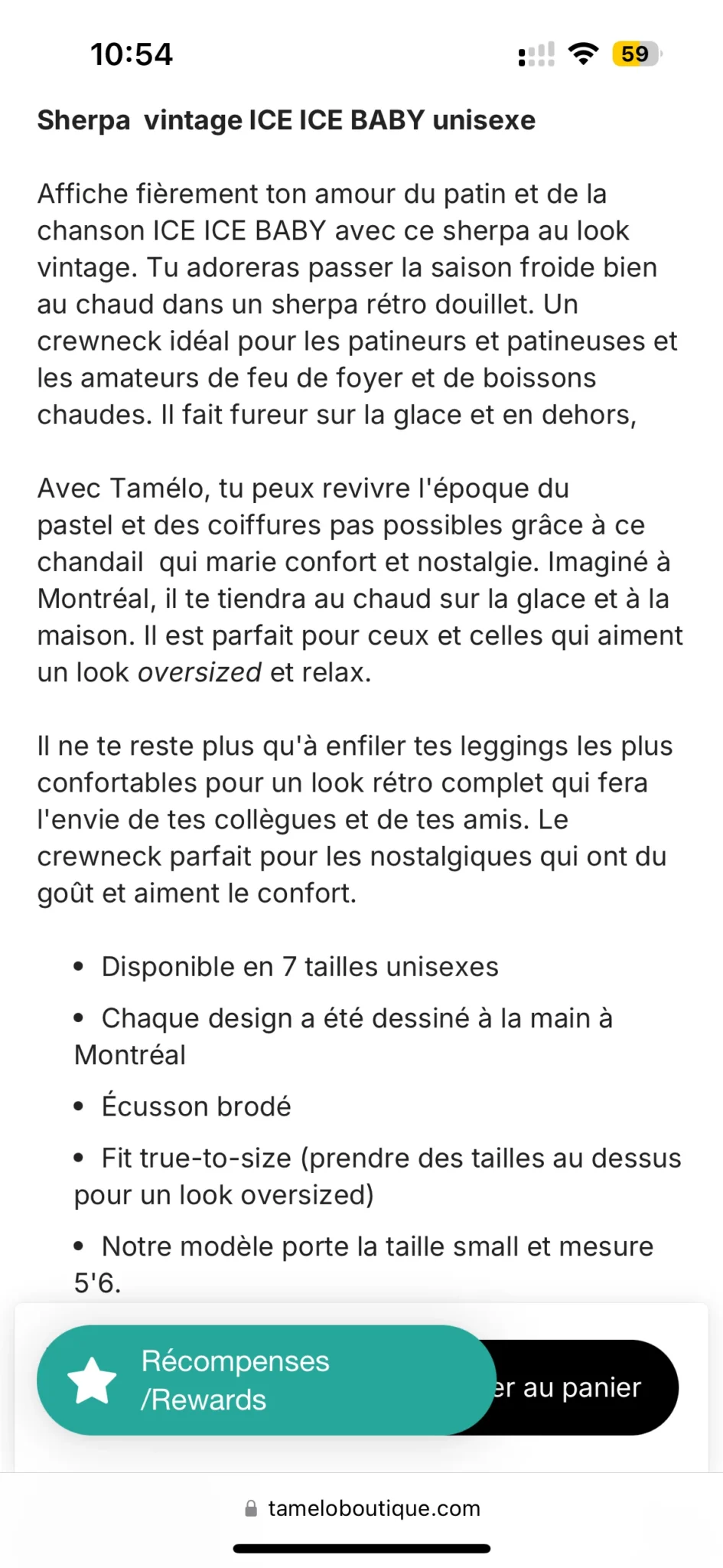 Image for Chandail Tamélo NEUF dans son emballage original en sherpa « Ice ice baby » size small / Fleece Unisexe