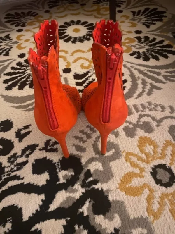 Image for Bottins à talon en cuir de daim rouge