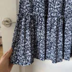 Thumbnail for Robe longue Michael Kors bleu fleuris blanc taille L